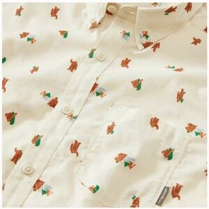 Eddie Bauer TM Men's Sasquatch Bigfoot Camping Cream Short Sleeve Button up NWT